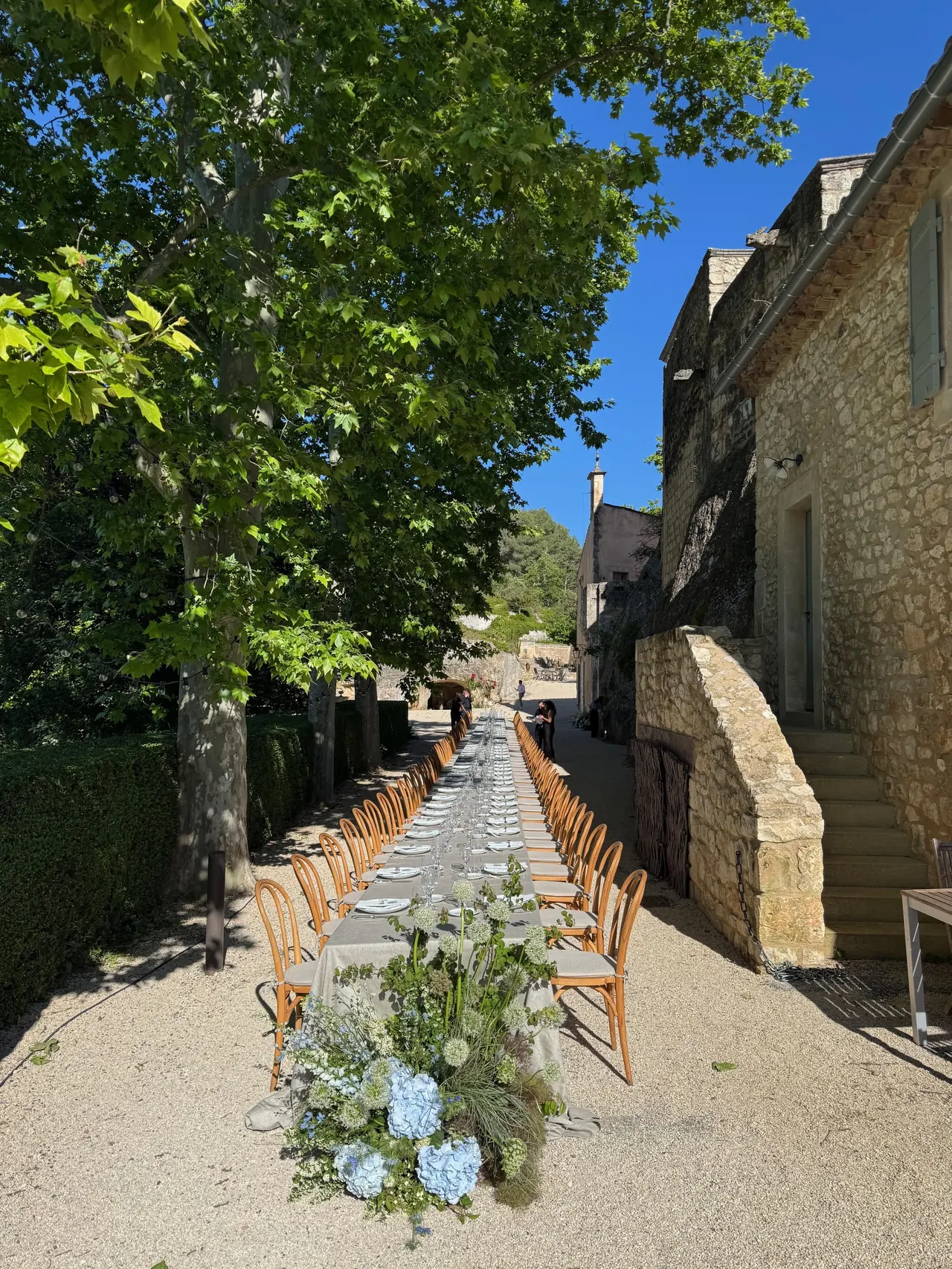 The table in the shade of the trees