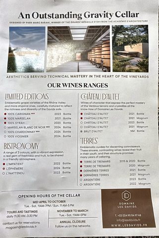The gravity cellar and the wines